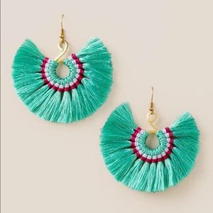 LEA MINT TASSEL FAN EARRINGS NWT
